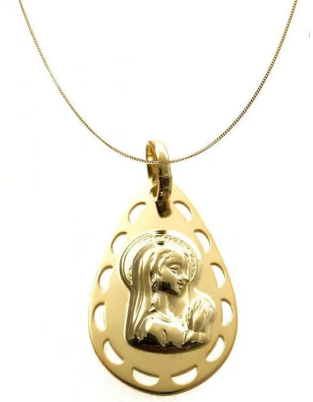 Medalla Virgen niña chapada con Cadena