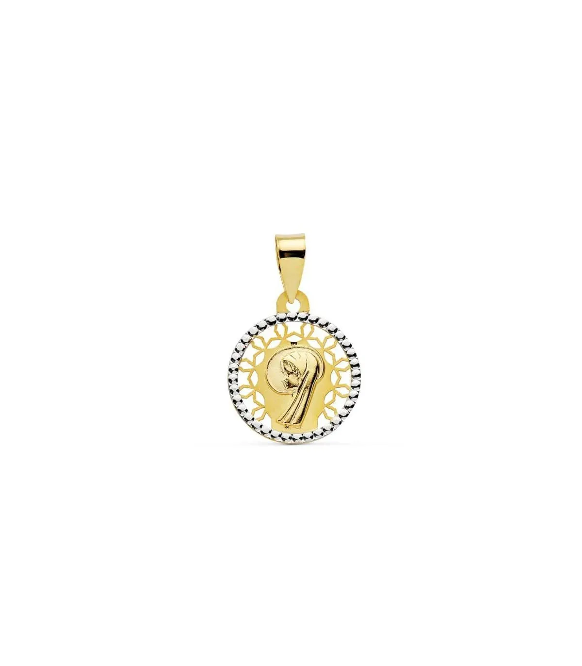 Medalla Virgen Niña oro bicolor 18k 15mm