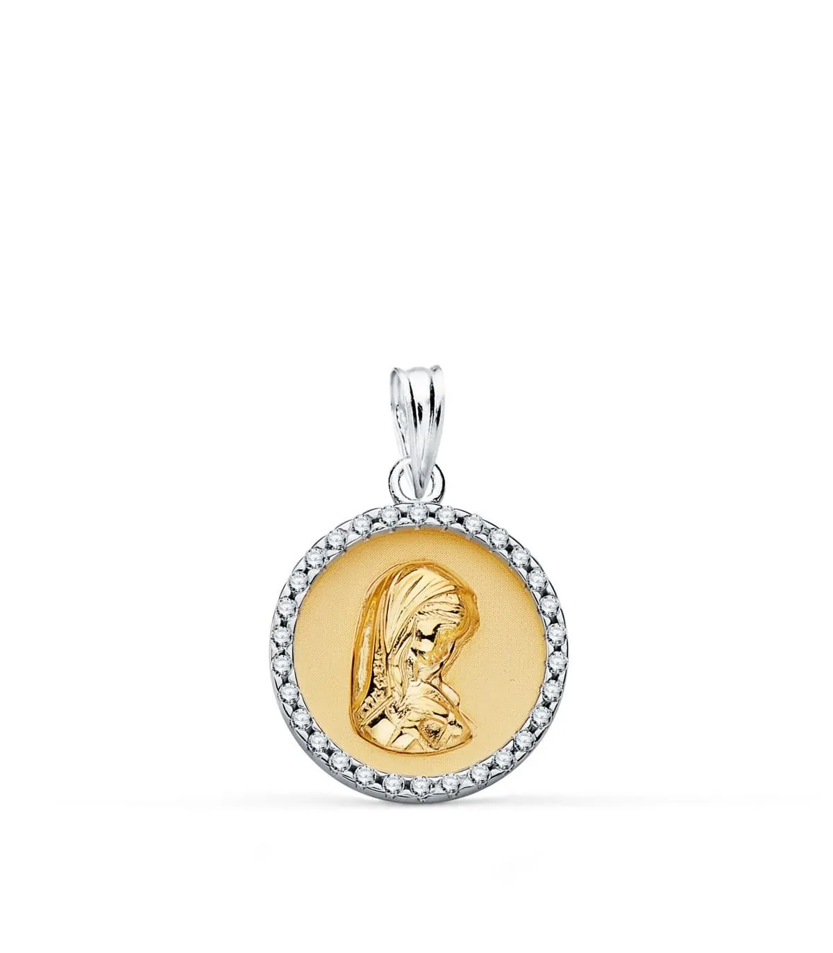 Medalla Virgen Niña oro bicolor 18K