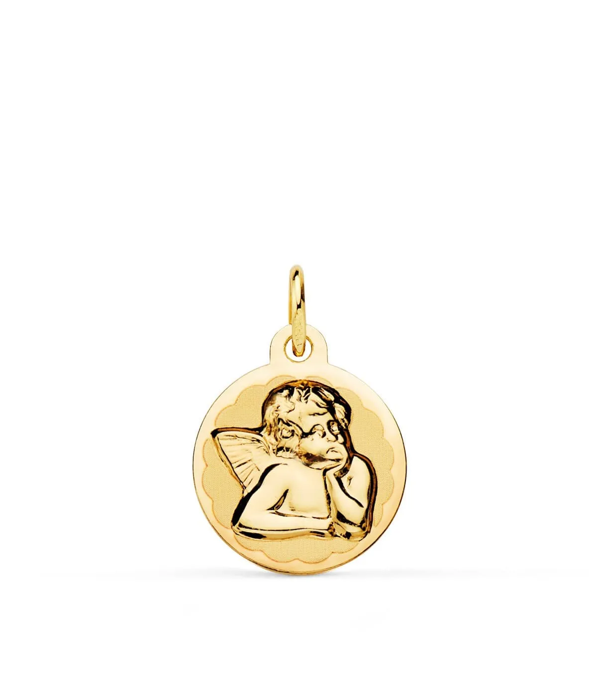 Medalla Ángel Querubín Oro 18K Brillo 14mm