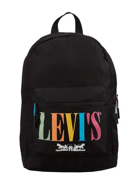mochila levis serif logo negro para niña y niño