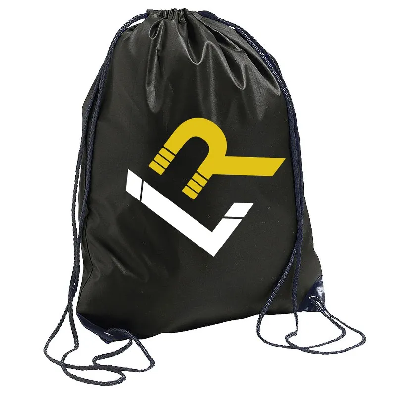 MOCHILAS DE CUERDAS NEGRAS LR  DORADAS