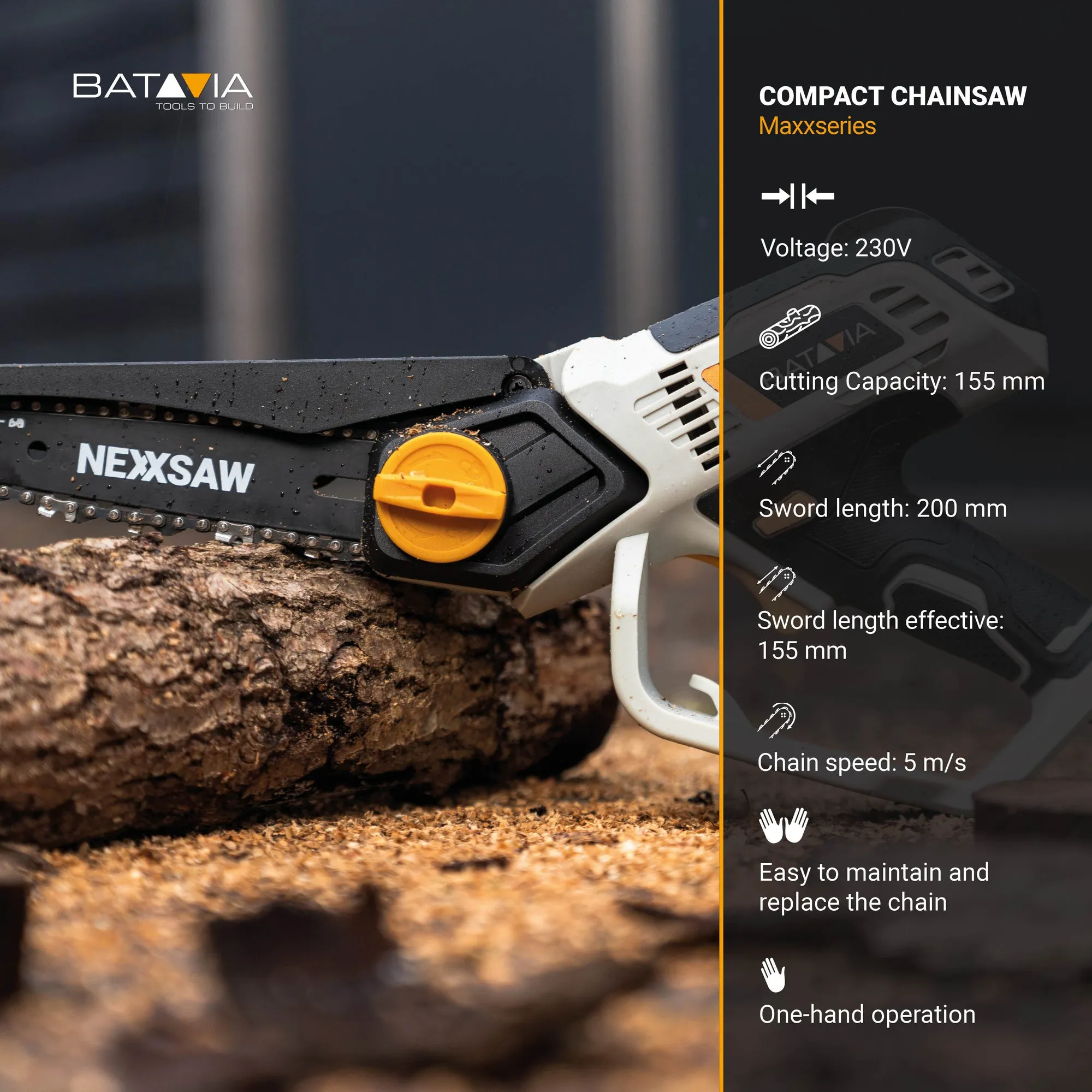Motosierra monomanual 350W 8'' con cadena extra