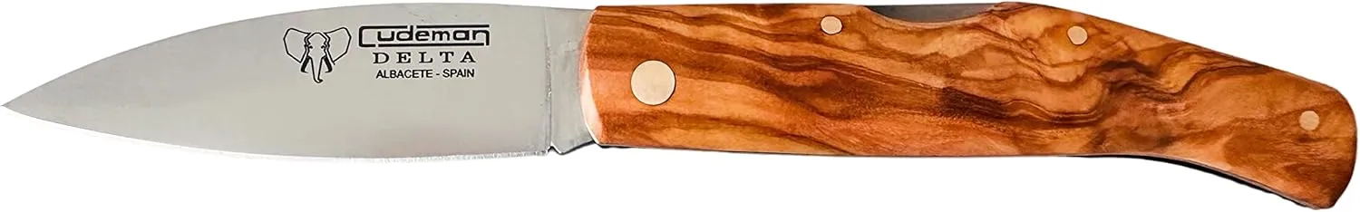 NAVAJA CUDEMAN SOLSONA DELTA 344L HOJA DE ACERO ACX380 DE 8 5 CM EMPUñADURA DE OLIVO DE 11 CM Y BLOQUEO TRASERO PARA CAZA  PES