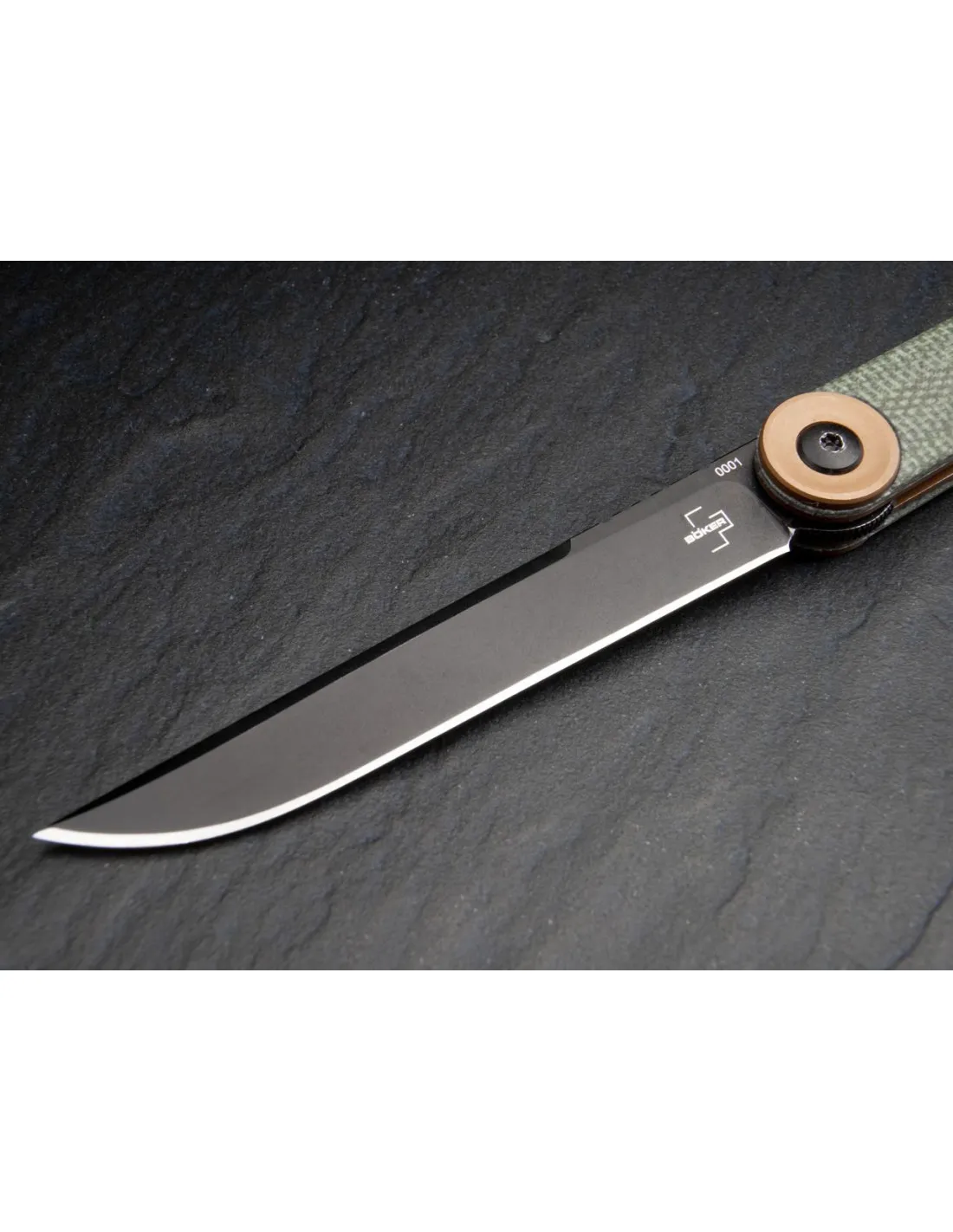 Navaja de bolsillo Böker Plus Kaizen Green Canvas Micarta