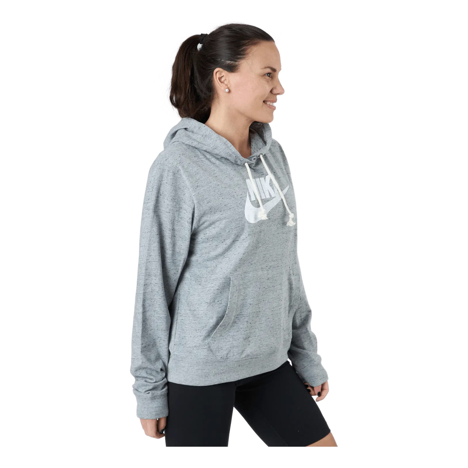 Nike Sportswear Gym Vintage Women's Pullover Hoodie DK GREY HEATHER/WHITE