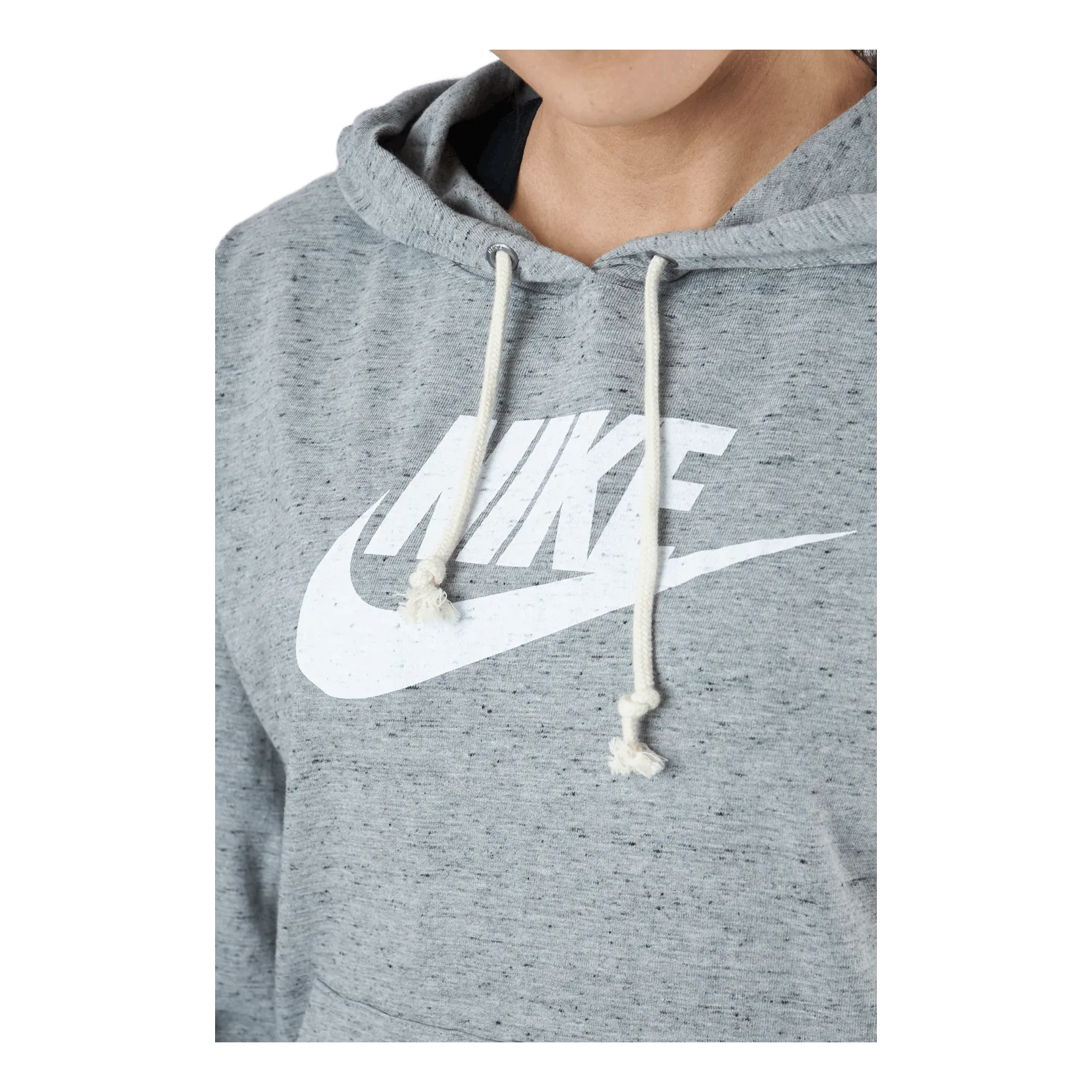 Nike Sportswear Gym Vintage Women's Pullover Hoodie DK GREY HEATHER/WHITE