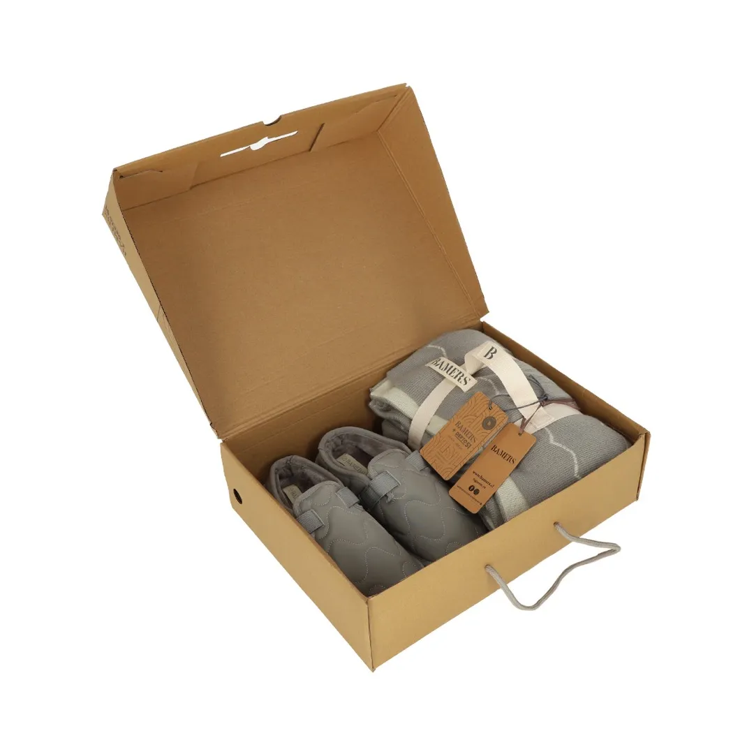 Pack Slipper Puffy Gris + Manta Gris