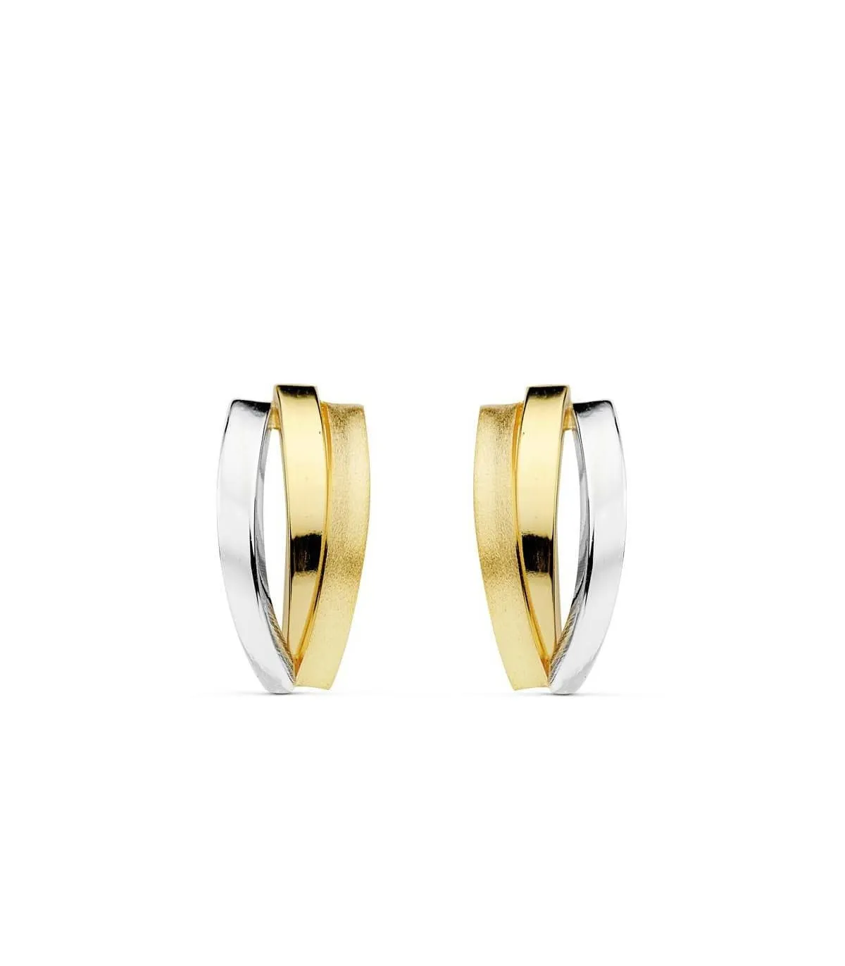 Pendientes Bandas Oro Bicolor 18 ktes