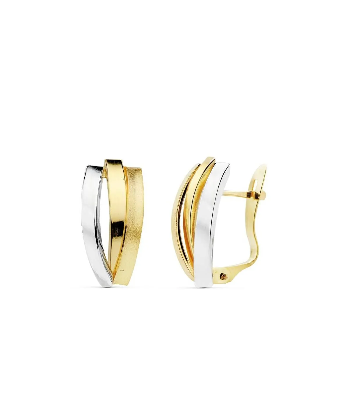 Pendientes Bandas Oro Bicolor 18 ktes