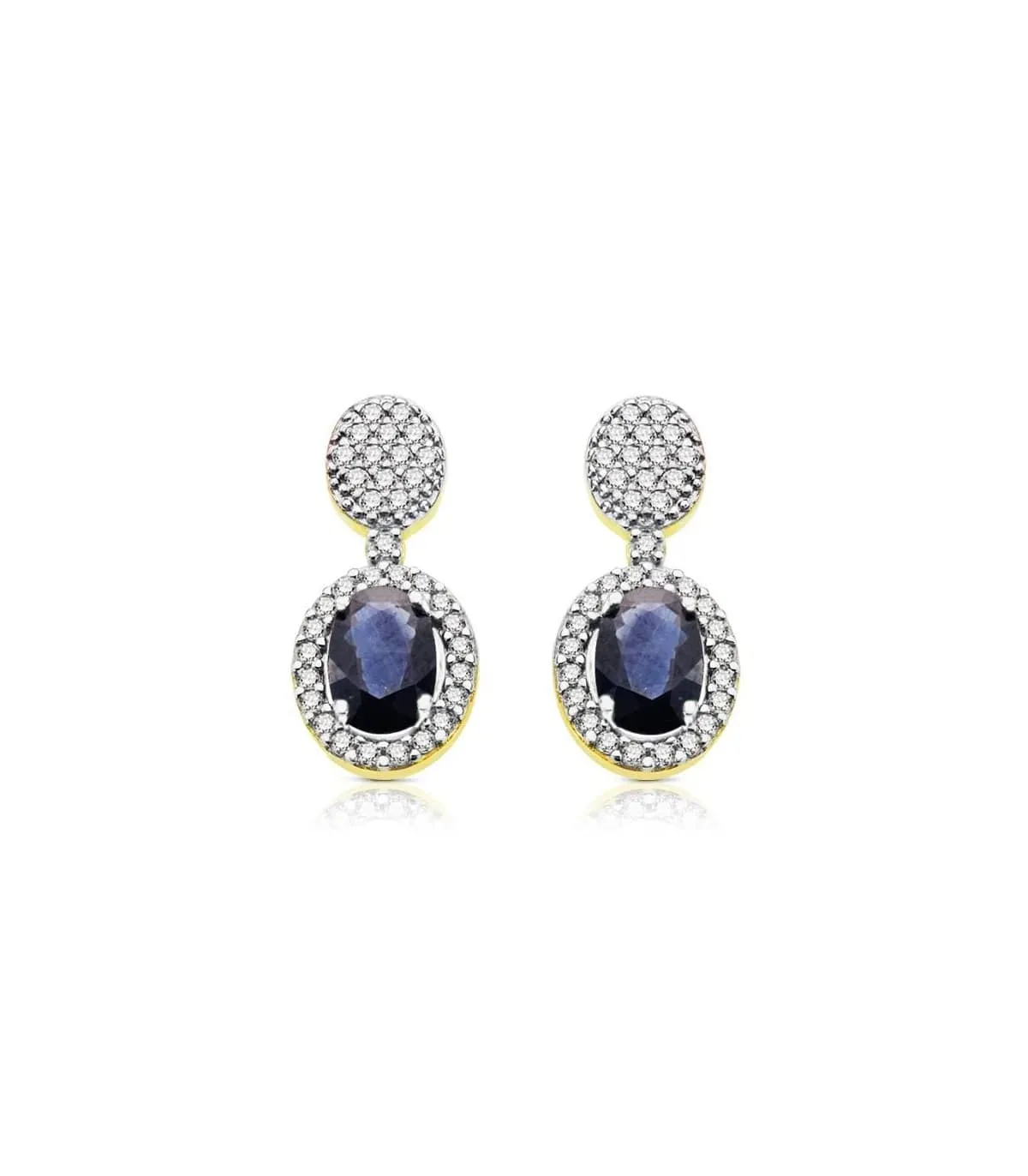 Pendientes bicolor Rania zafiro 18 Ktes