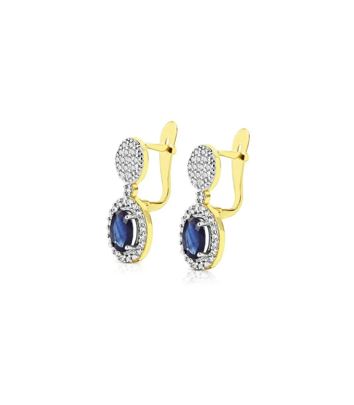 Pendientes bicolor Rania zafiro 18 Ktes