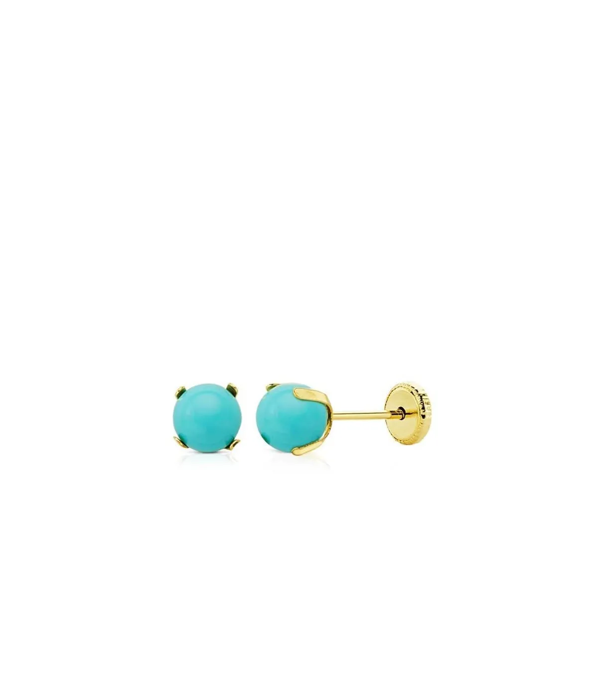 Pendientes Marianela Turquesa 5mm 18 Ktes