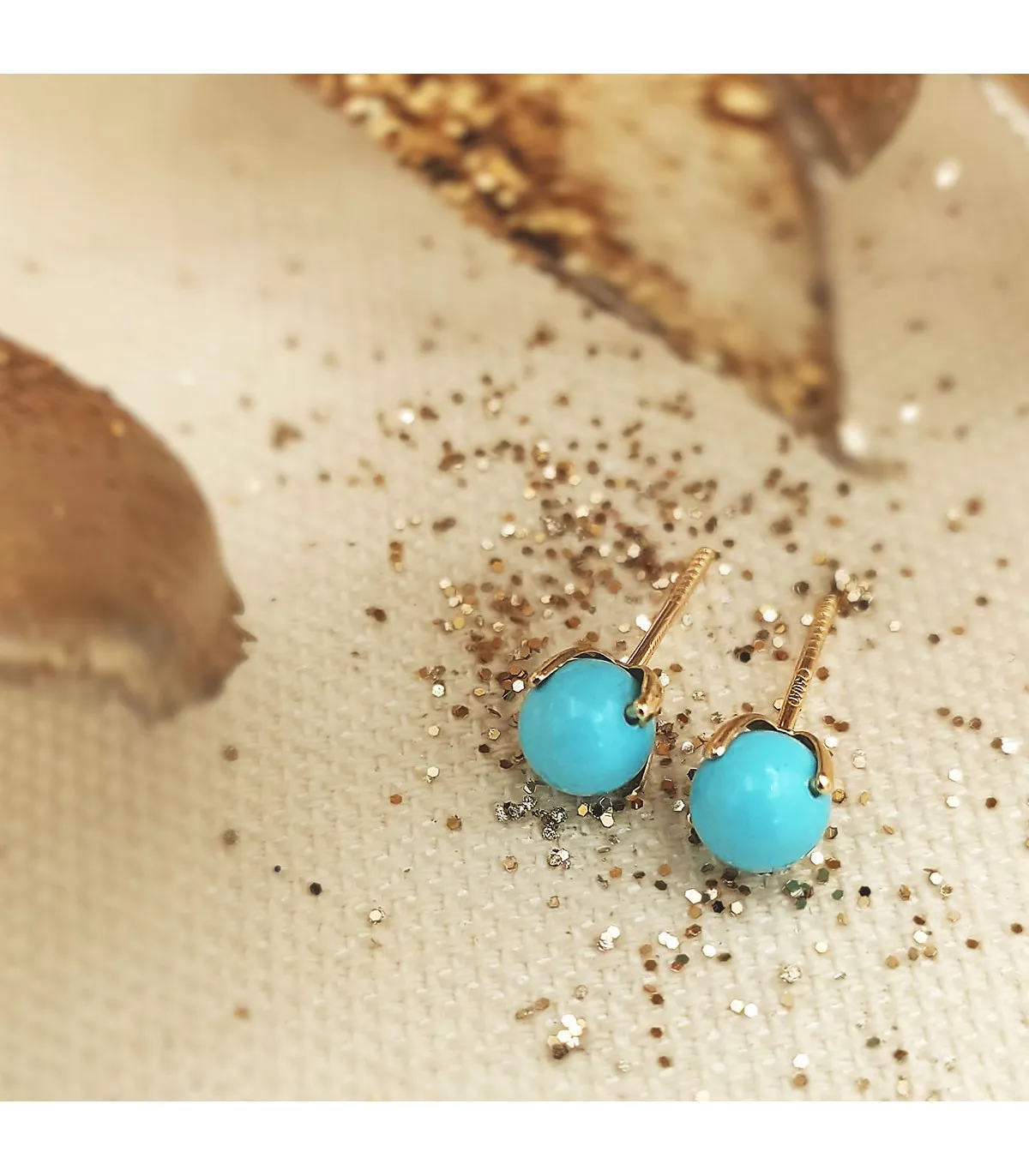 Pendientes Marianela Turquesa 5mm 18 Ktes