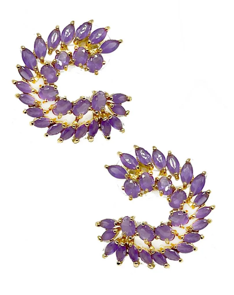 PENDIENTES MORADOS PARA MUJER CON DISEÑO CORTO PARA BODA