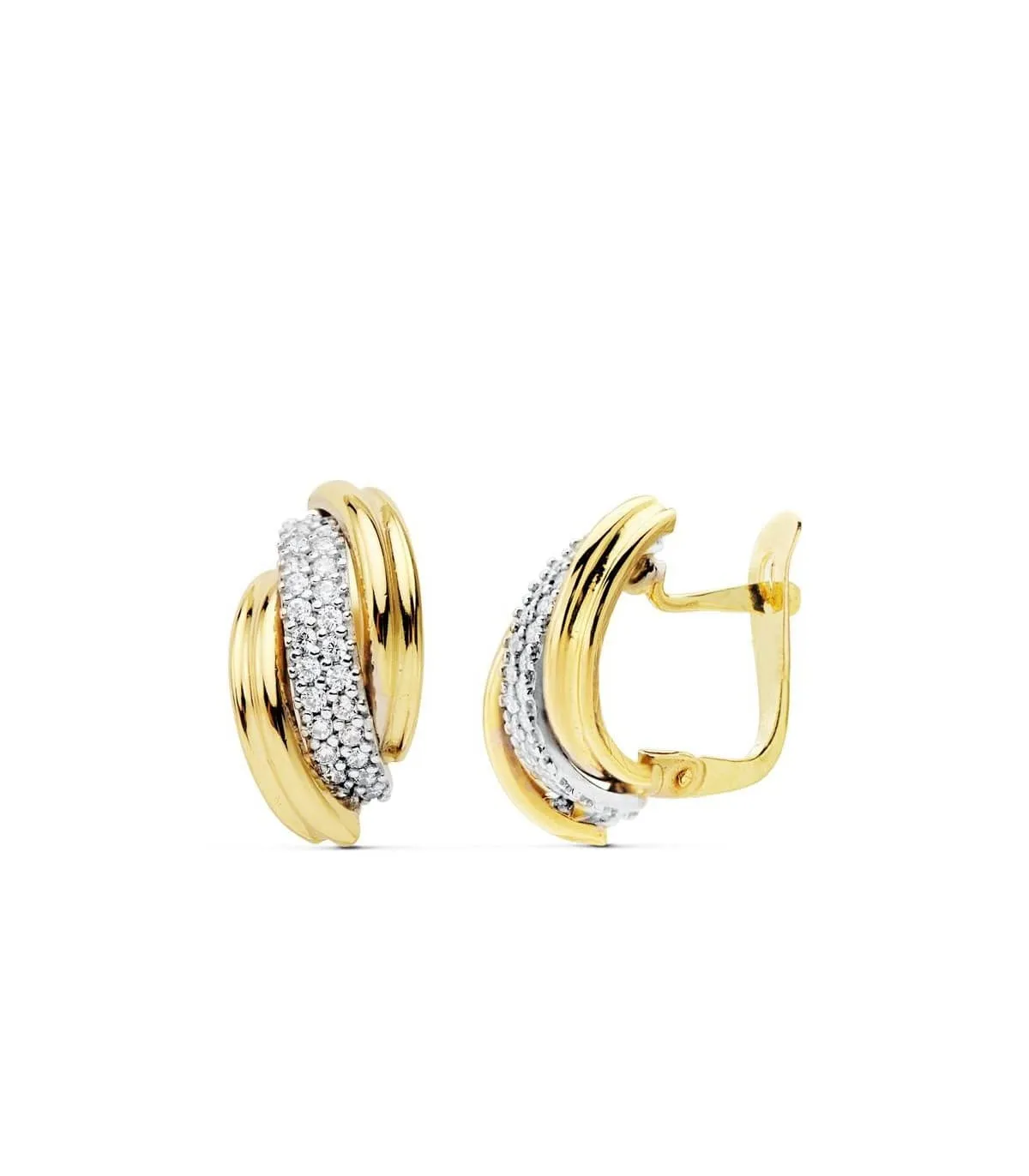 Pendientes Mujer Bandas Oro Bicolor 18 ktes