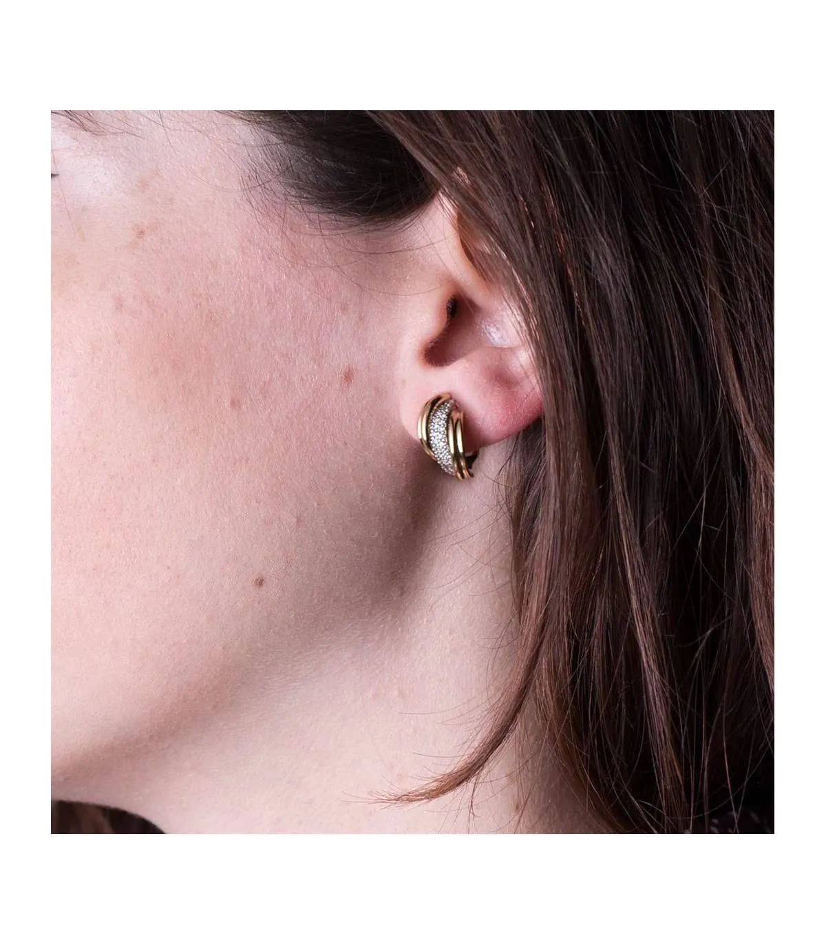 Pendientes Mujer Bandas Oro Bicolor 18 ktes