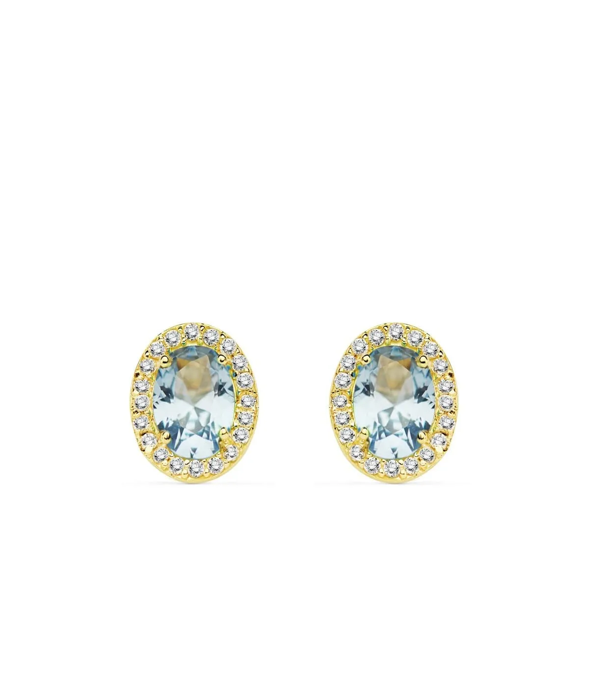 Pendientes oro amarillo Alessia piedra aguamarina18 Ktes