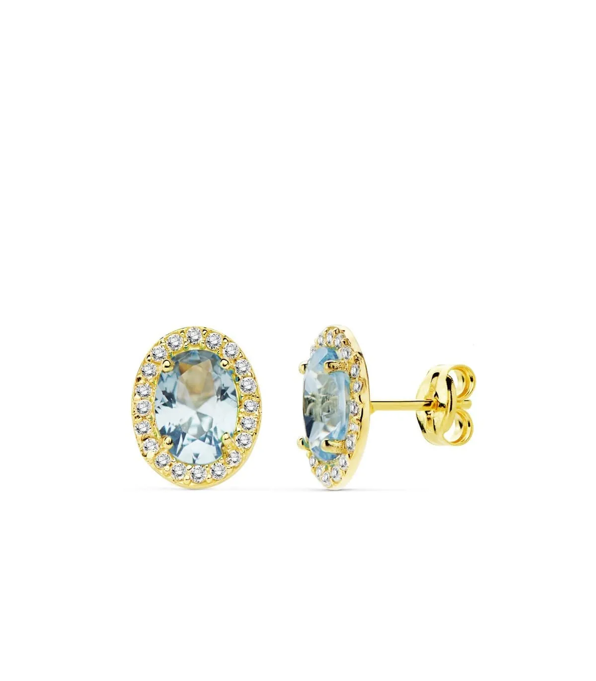 Pendientes oro amarillo Alessia piedra aguamarina18 Ktes