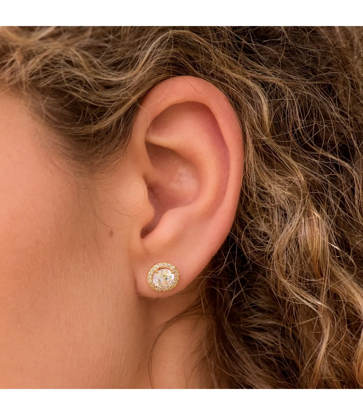 Pendientes oro amarillo Candida Circonita 18 Ktes
