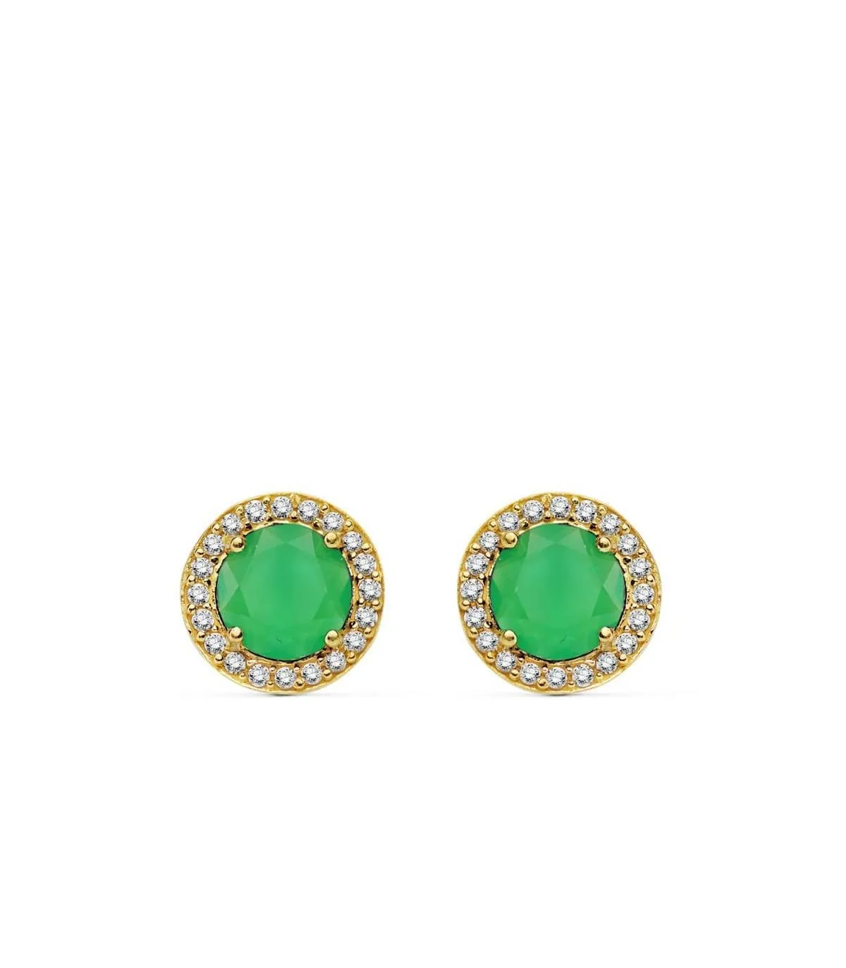 Pendientes oro amarillo Candida verde 18 Ktes