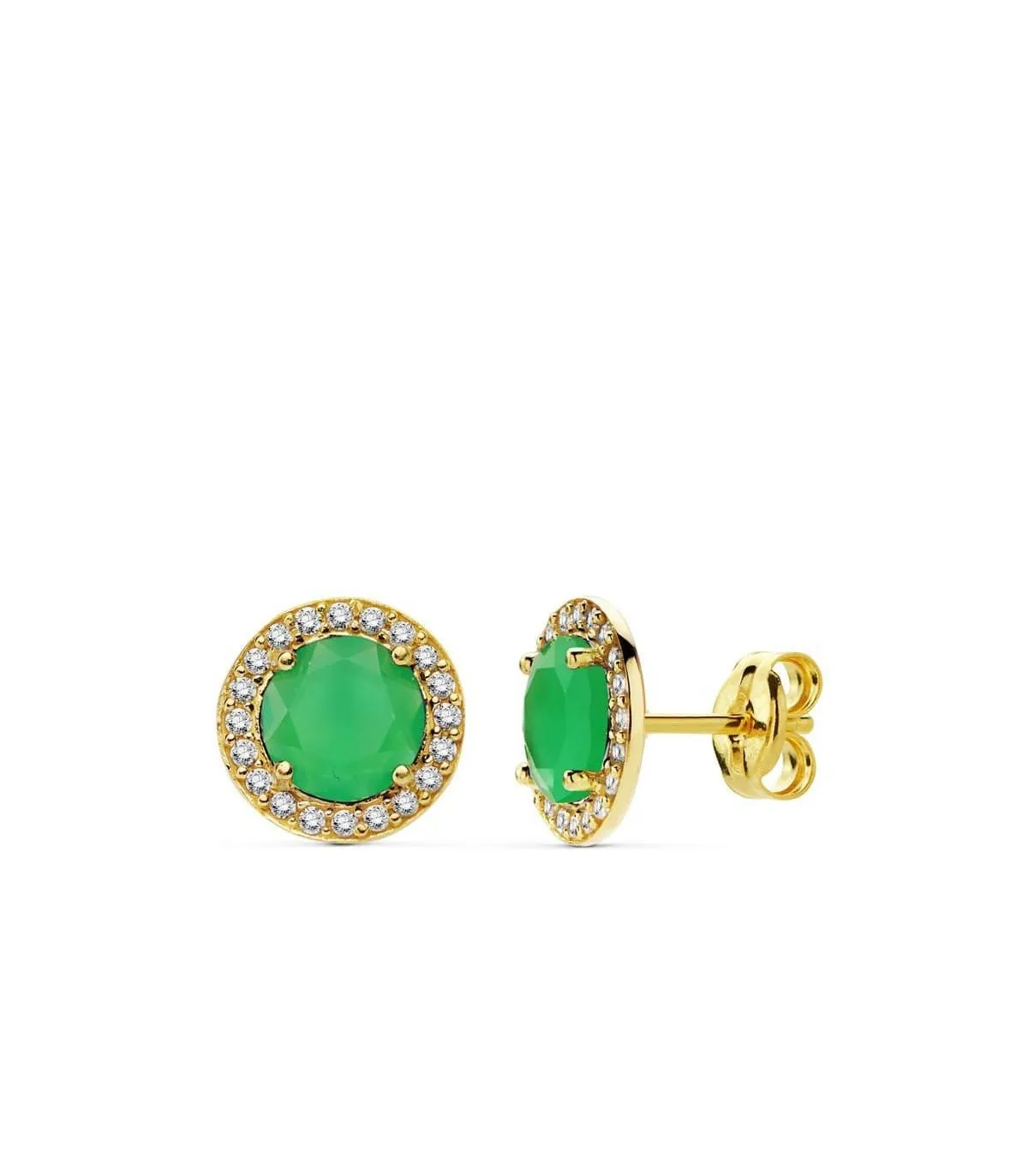 Pendientes oro amarillo Candida verde 18 Ktes