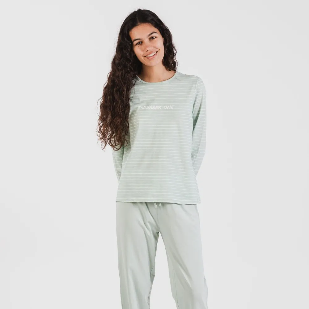 Pijama largo algodón Denis verde tiffany