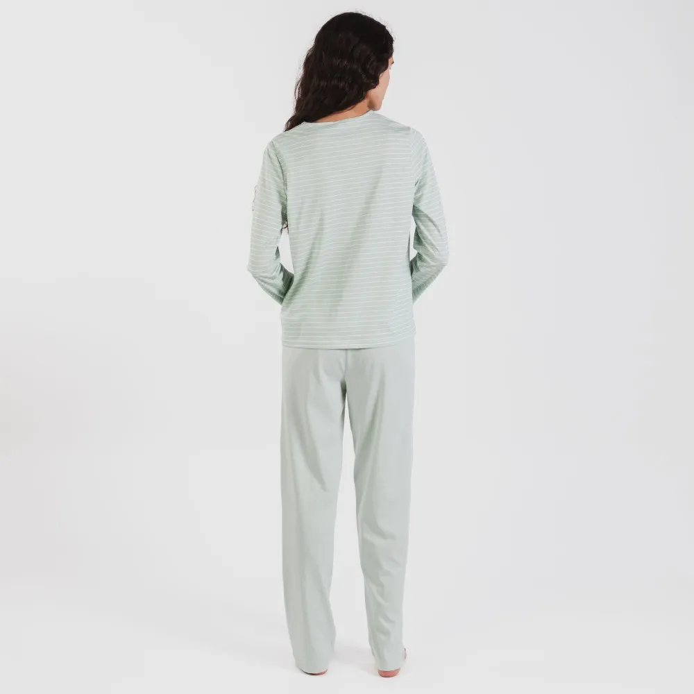 Pijama largo algodón Denis verde tiffany