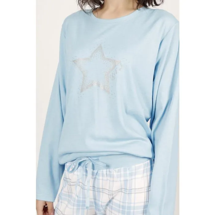 PIJAMA MUJER ADMAS LETS DO IT LARGO 54549AZUL