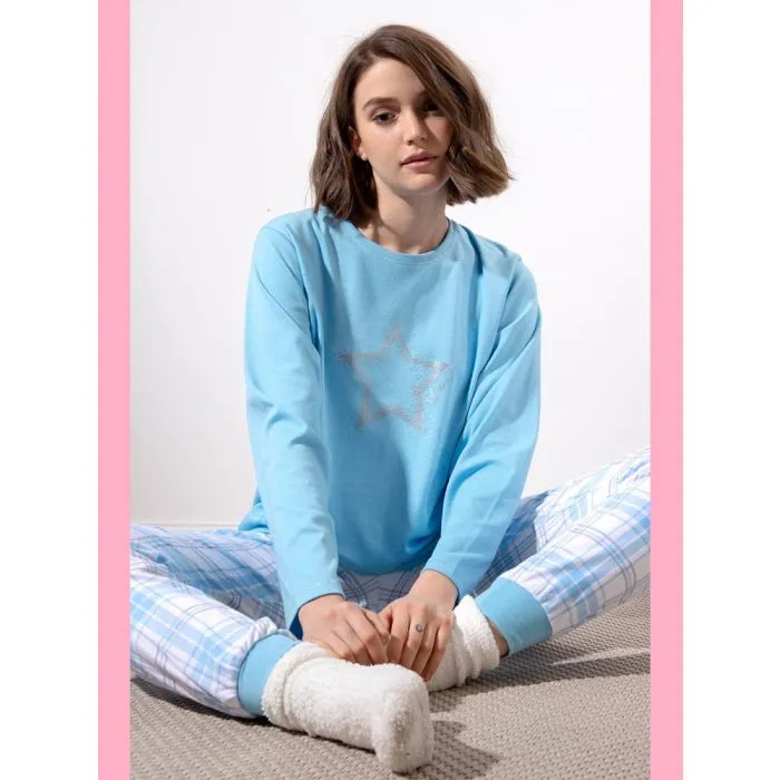 PIJAMA MUJER ADMAS LETS DO IT LARGO 54549AZUL