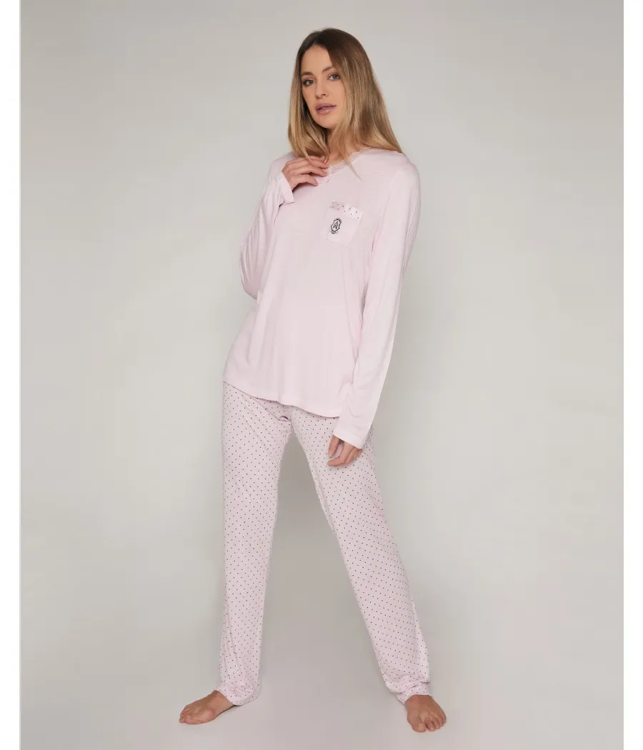 Pijama soft Secret mujer Admas Classic invierno rosa viscosa