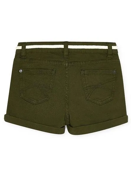 Short Mayoral Sarga Básico Verde Para Niña