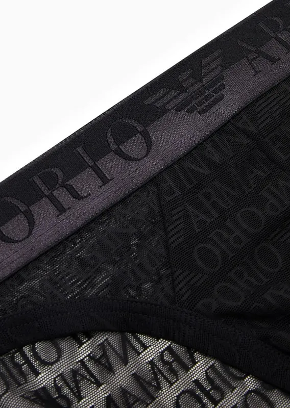 Slip Emporio Armani en microfibra con transparencias en negro 