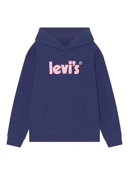 Sudadera Levis Logotipo Capucha para Niña Marina