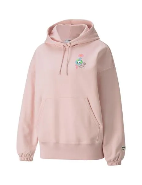 sudadera puma downtown graphic lotus rosa de mujer