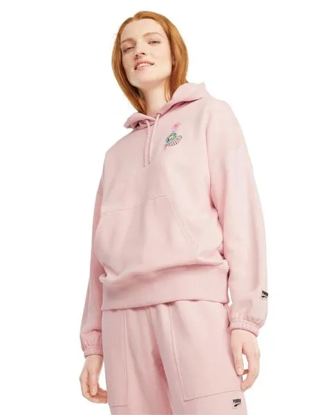 sudadera puma downtown graphic lotus rosa de mujer