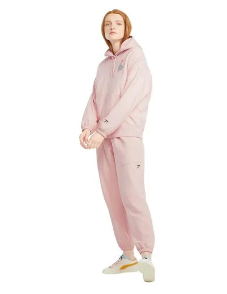 sudadera puma downtown graphic lotus rosa de mujer