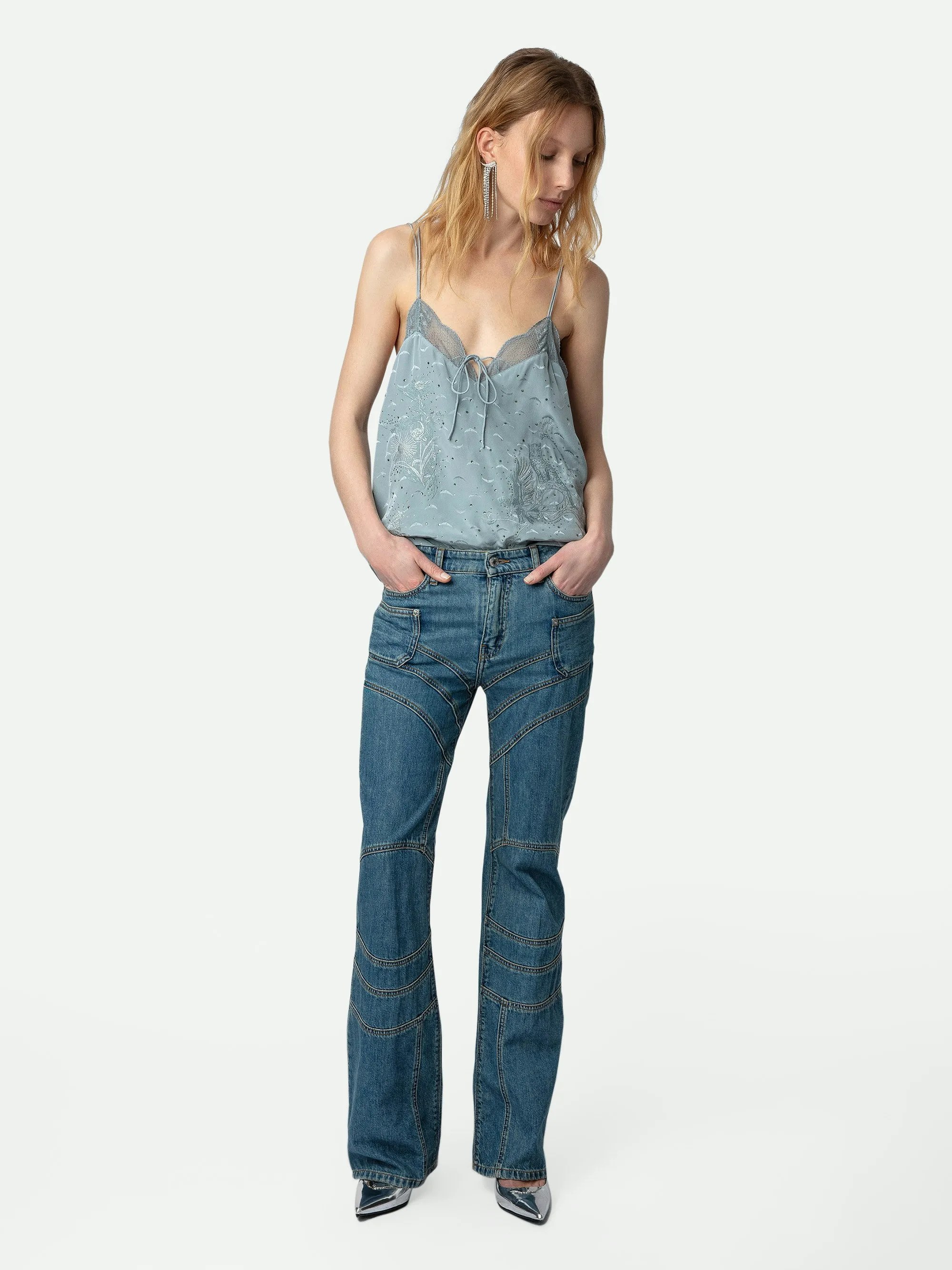 Top Lencero de Seda Capela Strass Jacquard