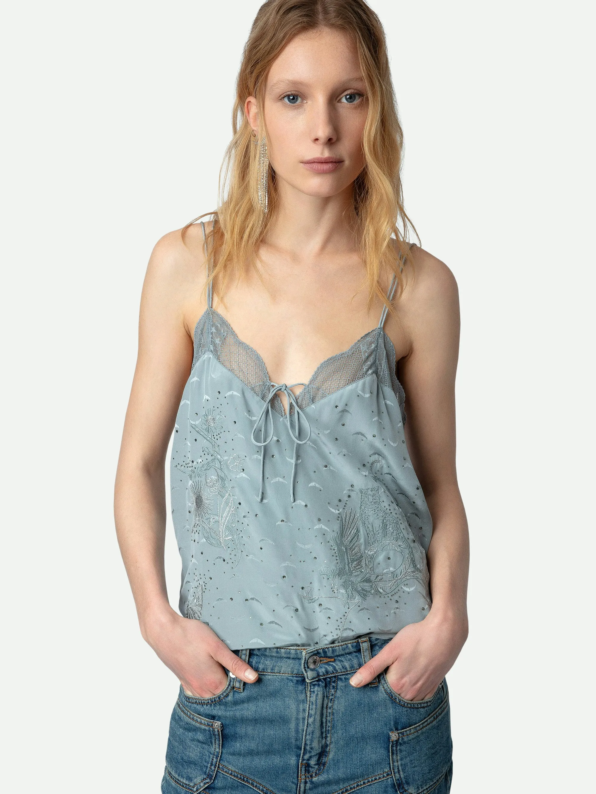 Top Lencero de Seda Capela Strass Jacquard