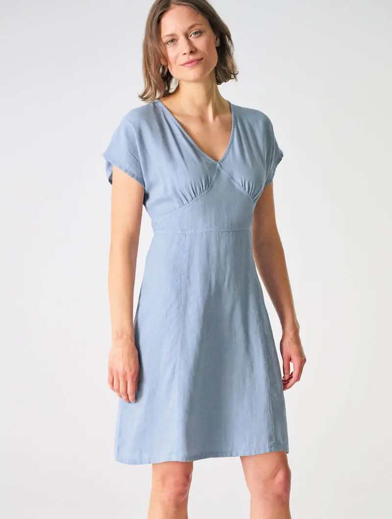 Vestido fruncido en el pecho de cáñamo y algodón orgánico