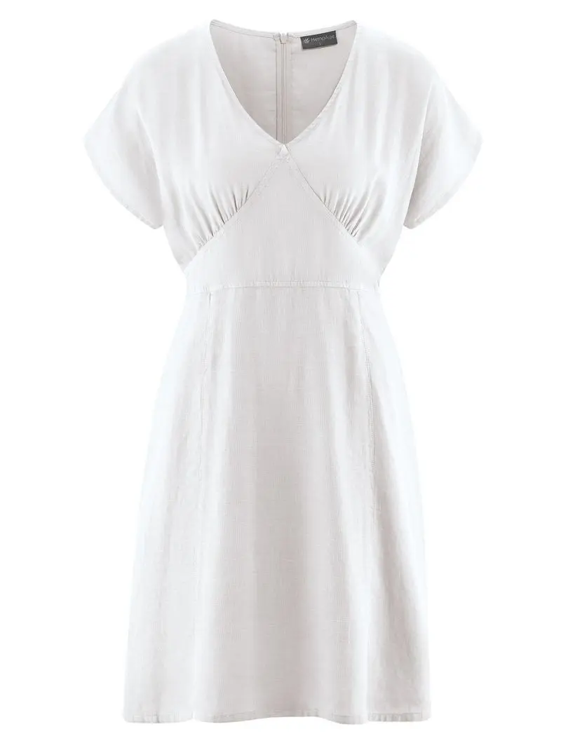 Vestido fruncido en el pecho de cáñamo y algodón orgánico