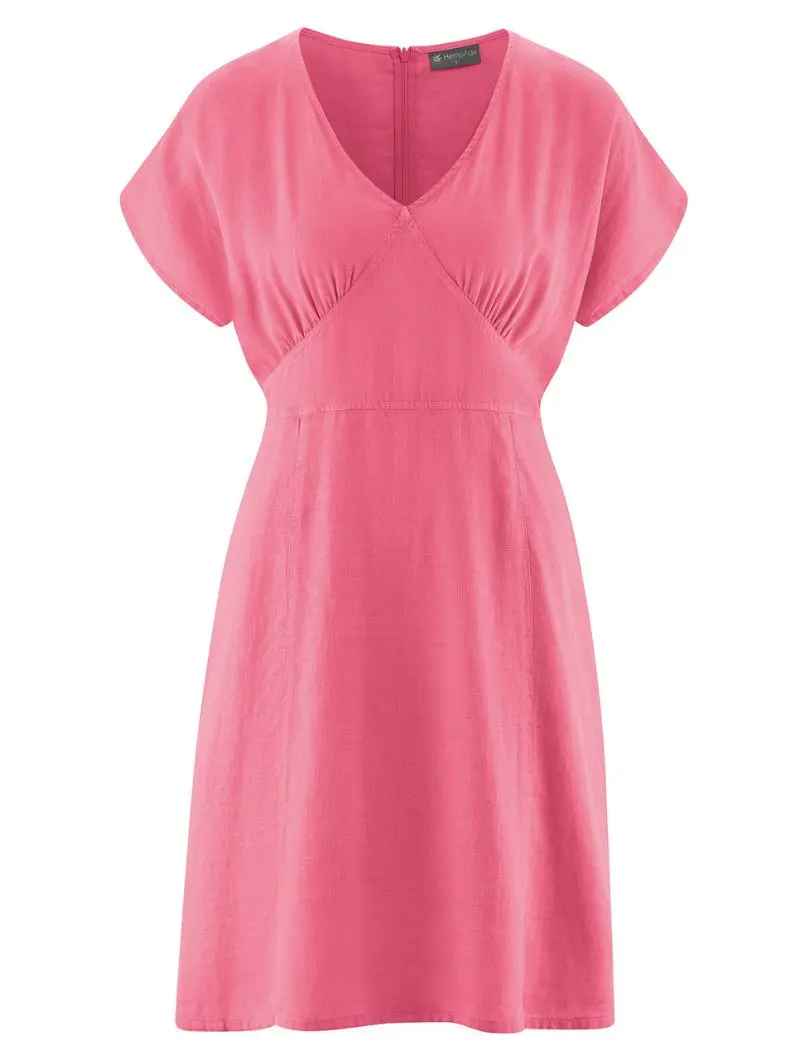 Vestido fruncido en el pecho de cáñamo y algodón orgánico