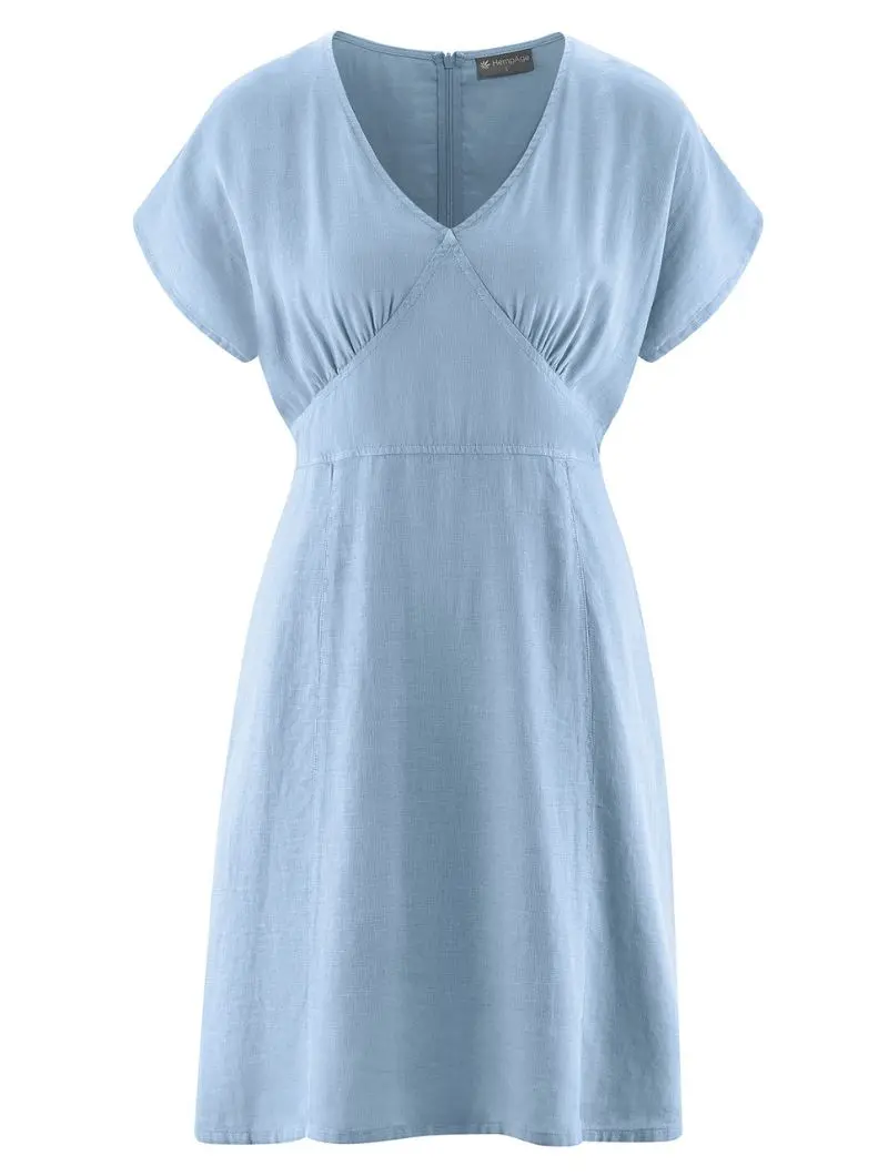 Vestido fruncido en el pecho de cáñamo y algodón orgánico