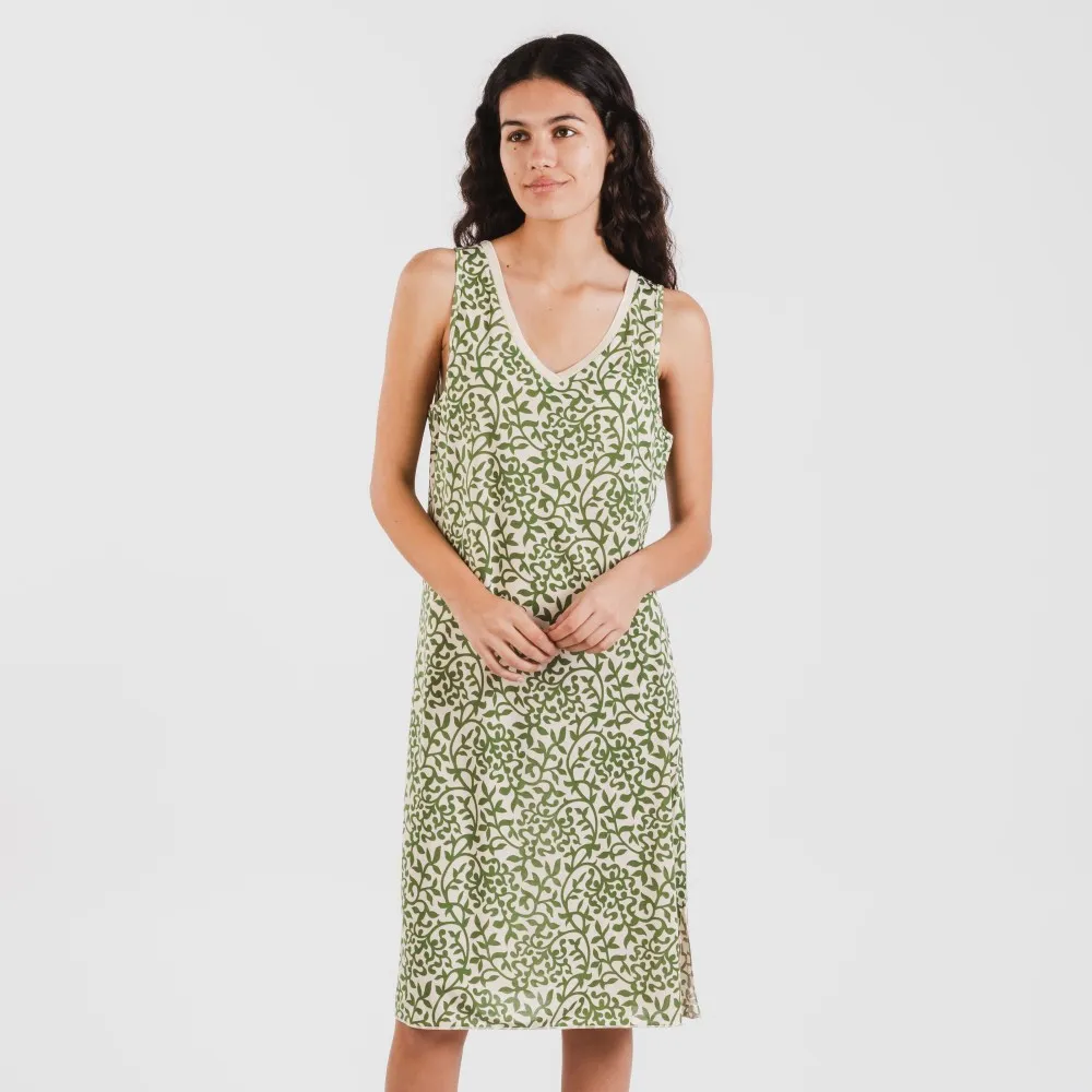 Vestido midi tirantes soft Meritxell verde caceria