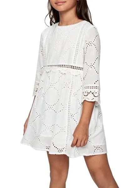 vestido pepe jeans bibi blanco para niña