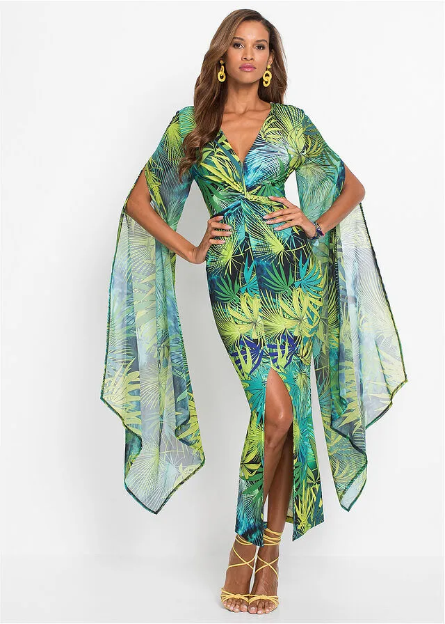 VESTIDO VERDE OSCUROVERDE DE FLORES